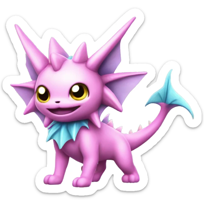 Pink Edgy Vaporeon dragon With Fins and spikes full body sticker
