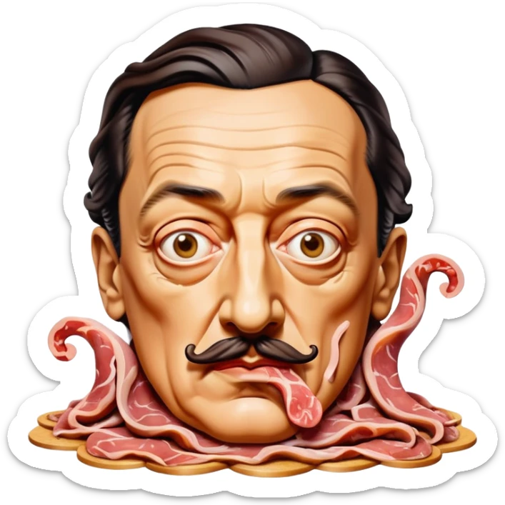 Salvadore dali with melting moustache made of spam meat portrait sticker
