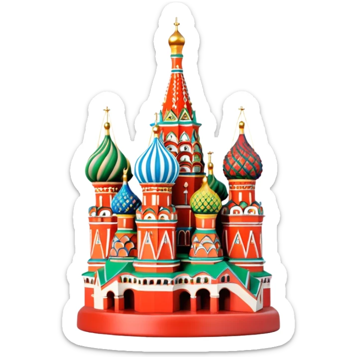 Moscow St. Basil's Cathedral in the form of a figurine souvenir on stand sticker