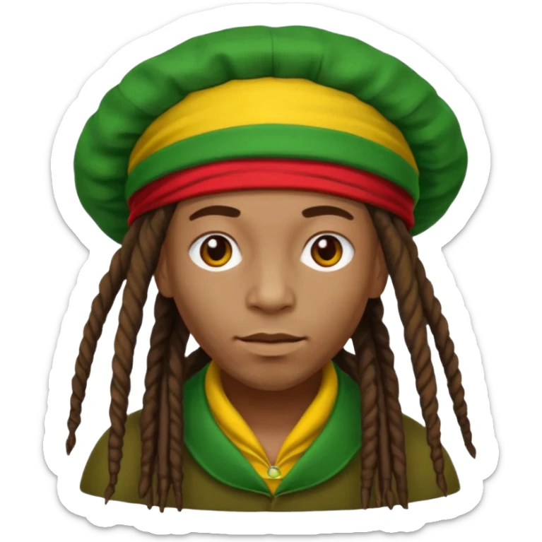 Jamaican dreads with a Jamaican bonnet no person just the hair sticker