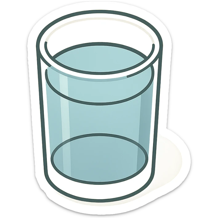 top view of a glass of water, 2D isometric style, highly detailed drawing, shadows and highlights, clean contours, soft lighting, transparent background sticker