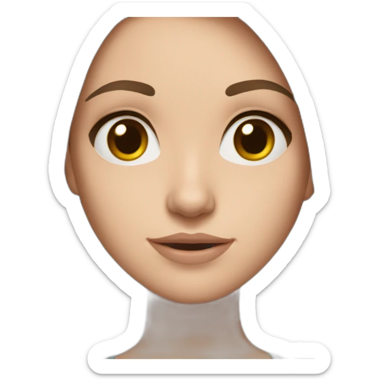 White girl long brown hair skinny girl with straight hair, thin face and makeup from head to chest And dark brown eyes sticker