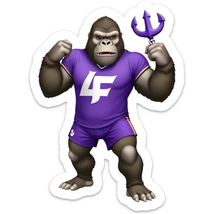 king kong wearing afl dockers jersey white and purple anchor sticker