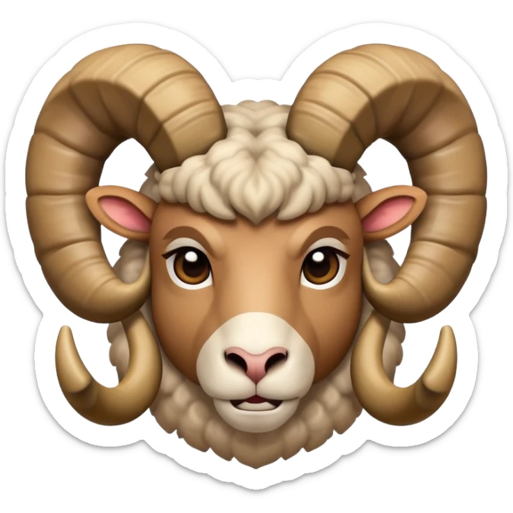 An emoji of a ram (male sheep), with large, curved horns. The ram has a strong, muscular build and a determined expression, symbolizing strength, determination, and leadership sticker