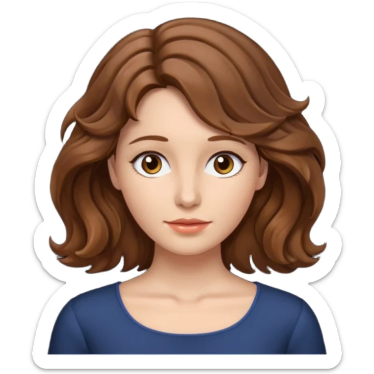 brown wavy hair woman, only face, no neck or torso showing sticker