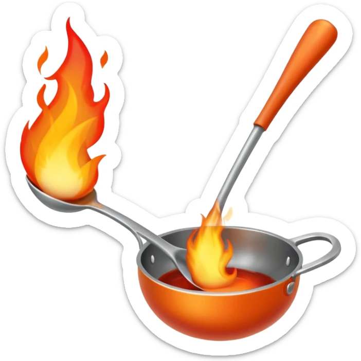 Un cucharón con una llama de fuego por debajo sticker