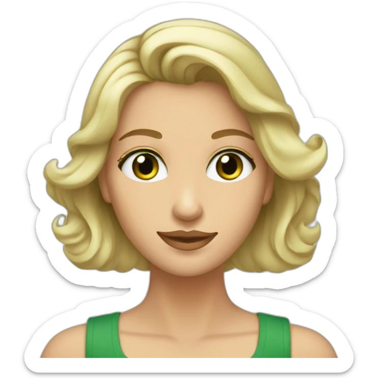Mujer rubia con pelo ondulado y ojos verdes con hombre de pelo y barba gris y ojos verdes sticker