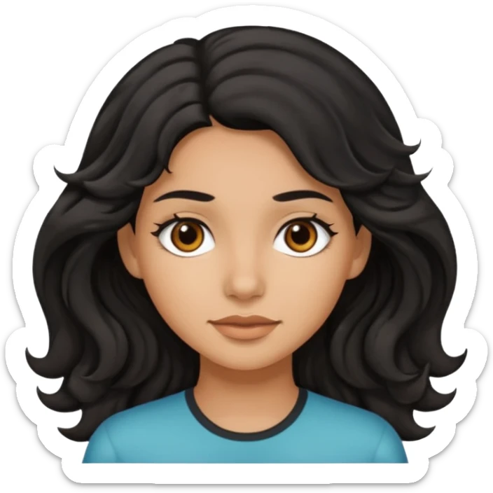 Siyah dalgalı saçlı, esmer, koyu kahverengi gözlü genç kız  sticker