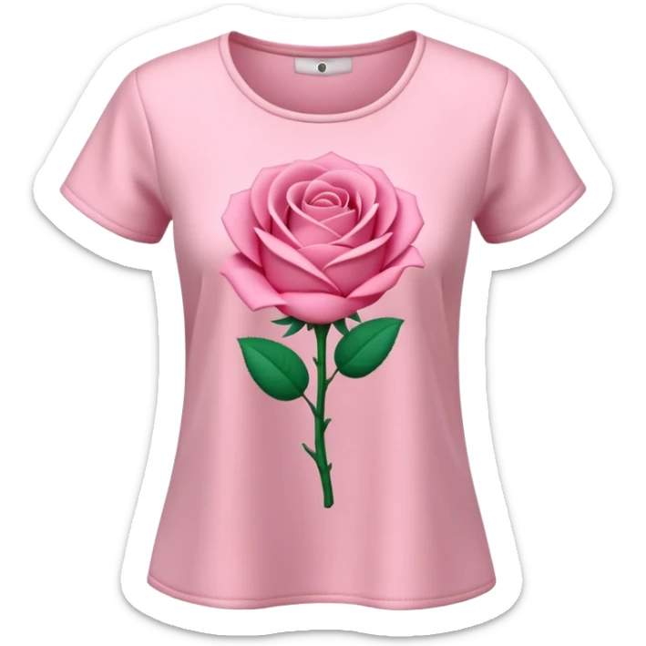 A 3D cartoon rose-pink women’s top with short sleeves, soft fabric texture, gentle lighting, isolated on plain background. plain no textures. sticker
