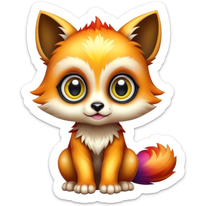 Adorable colorful shiny baby edgy animal-hybrid full body, big Eyes sticker