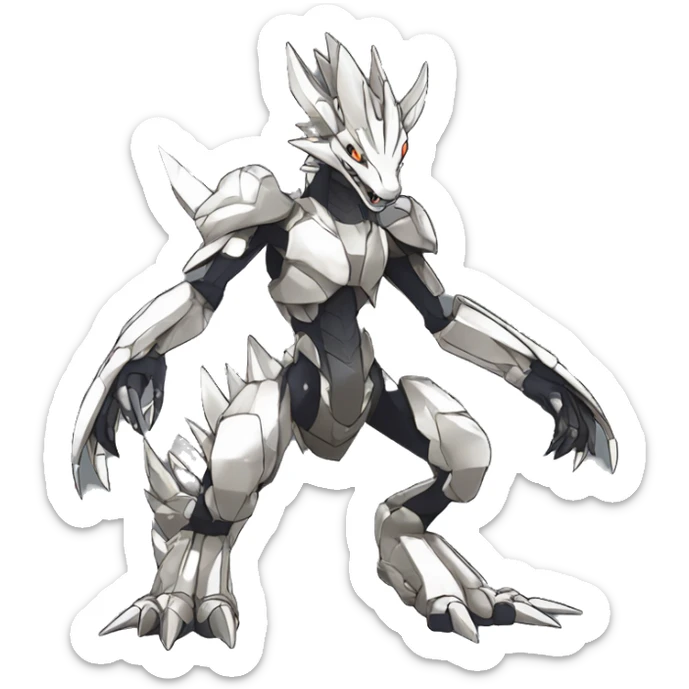  Edgy Shiny Futuristic Digimon-Fakemon-Reptile-Dragon-Sergal-Mecha full body sticker