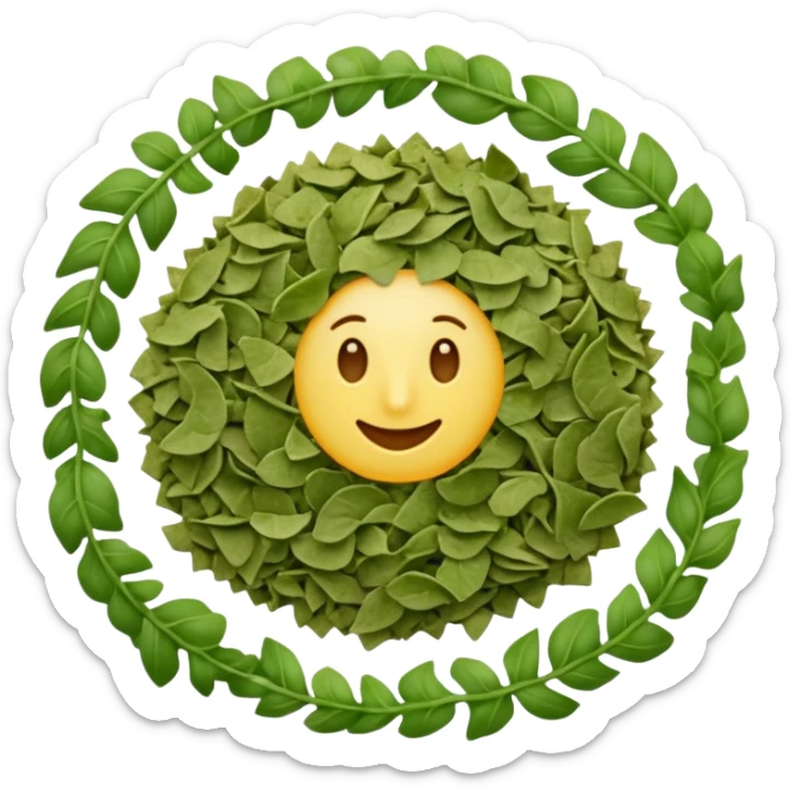 scatter of dry crumbled green flakes with curled uneven shapes and matte texture, color ranges from muted olive to dark sage, evoking sun-dried basil leaves, apple emoji style, soft lighting, subtle shadows, transparent background, emoji scale sticker