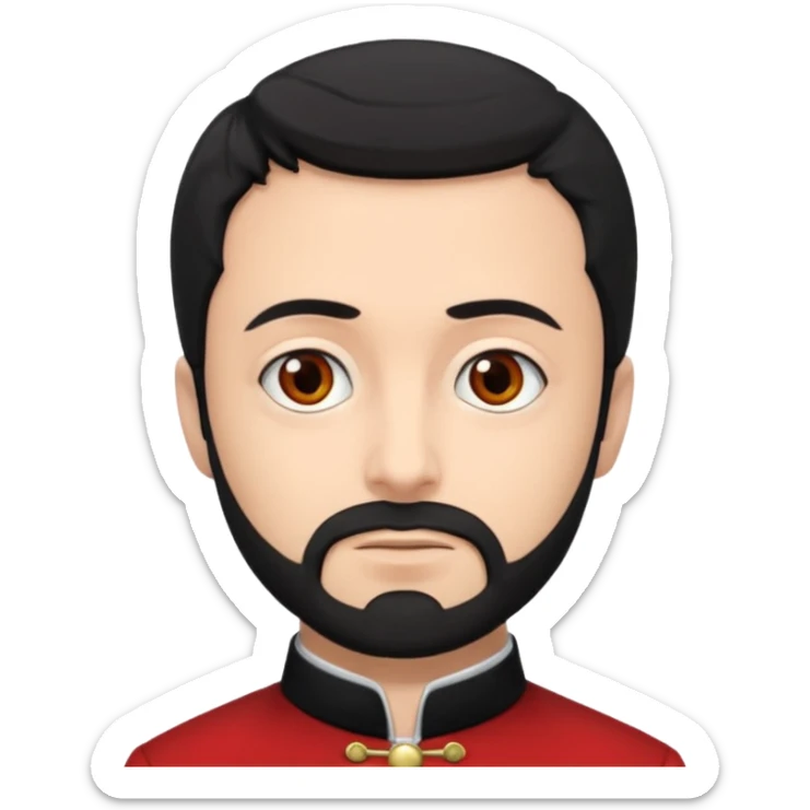 Jean Valjean From Les Miserables with light skin, gray eyes, Black Hair, red outfit sticker