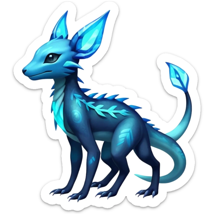 Colorful Dark Shiny Exotic Salandit-Aurorus-Glaceon-Fakémon-hybrid-creature (full body)  sticker