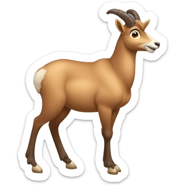 happy smiling brown chamois pointing to the left side with his hoof sticker