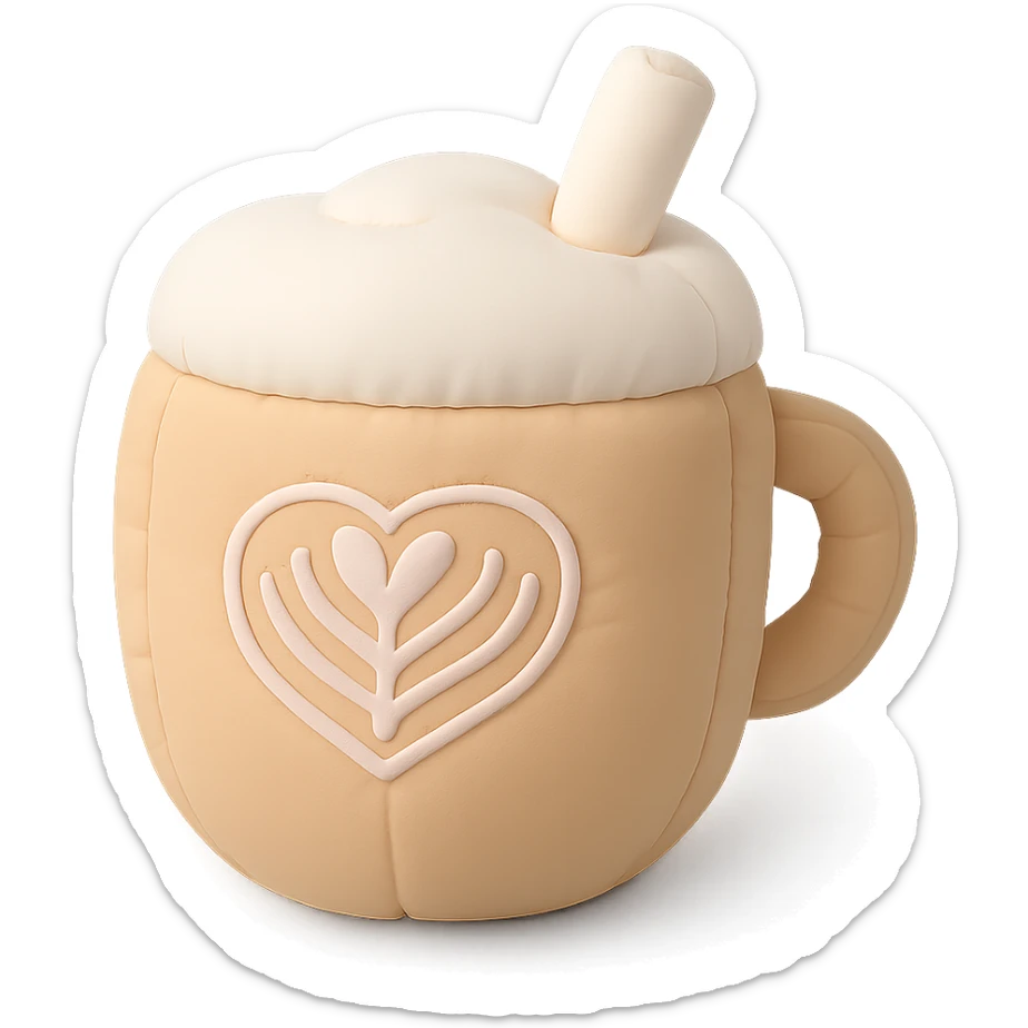 coffee latte, soft and plush, pastel colors sticker