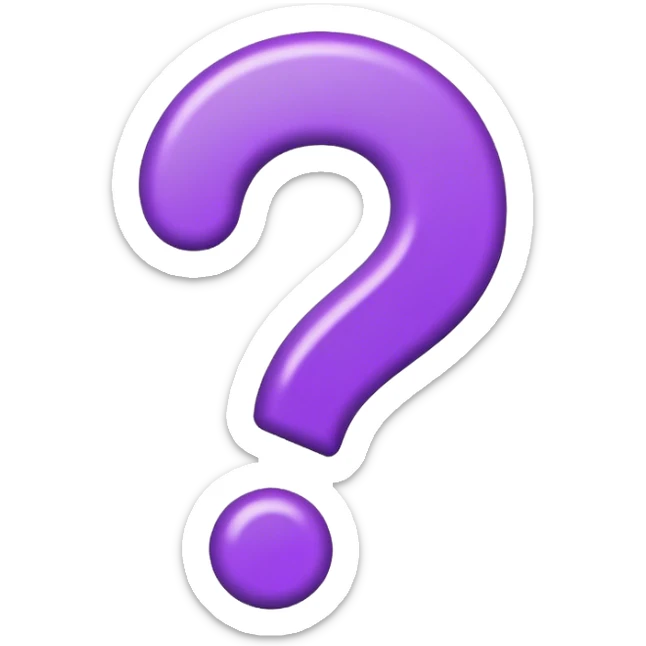 Purple question mark that is the normal emoji size and can we used on social media sticker