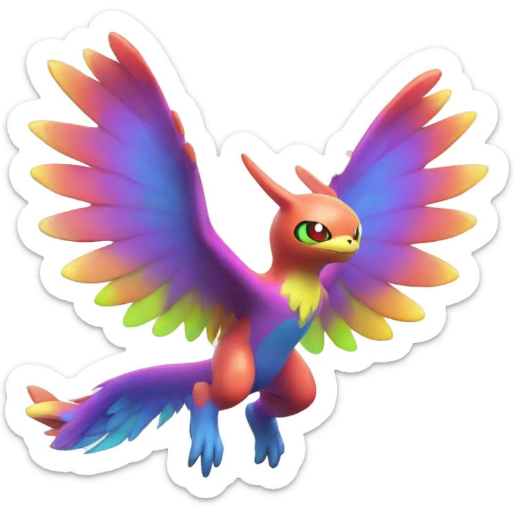 Colorful Neon Colors Vibrant Colors Flying Fakémon-Pokémon-Creature Full Body sticker