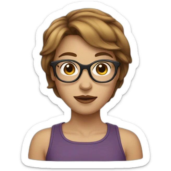A single Girl with glasses with brown short hair skin fair sticker