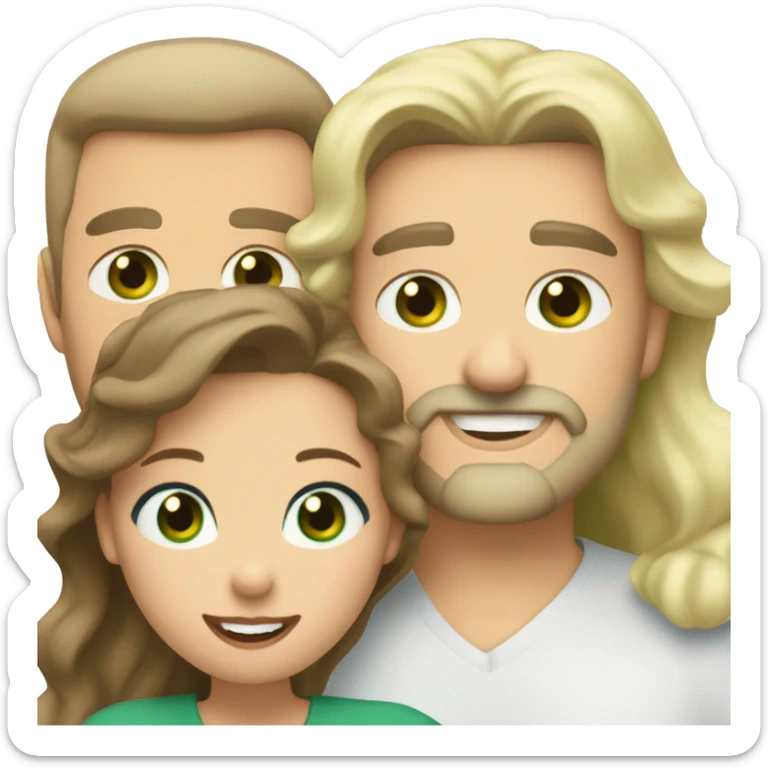 Brown hair green eyes goatee older man with blonde hair blue eyes woman hugging sticker