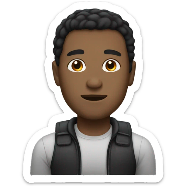 adult male with black hair, stocky body, brown skin sticker