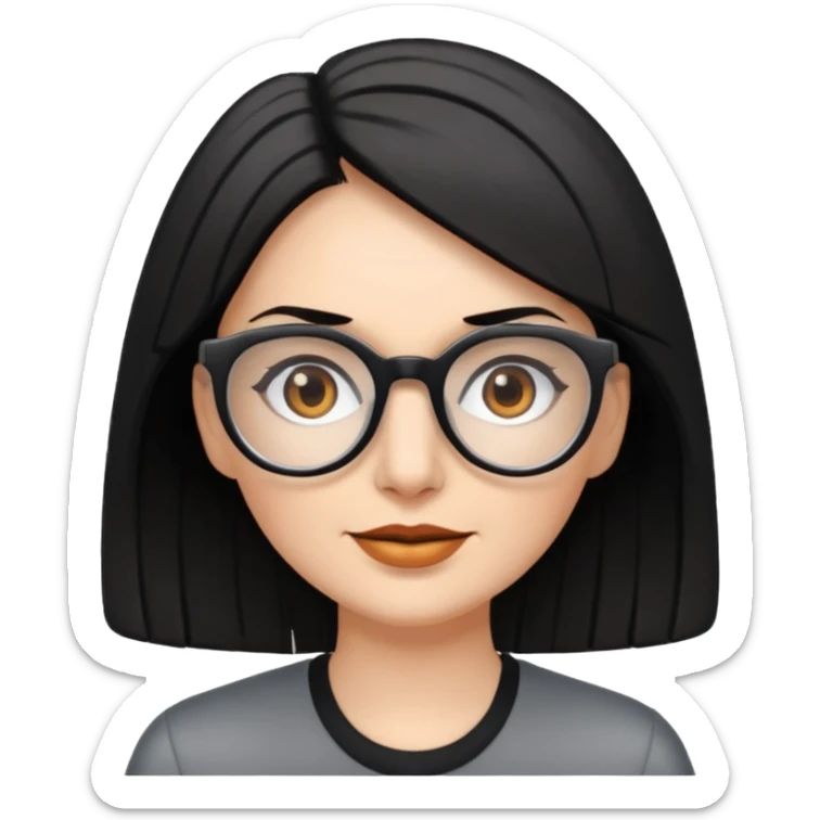 My Sexy wife. black hair, and awesomeness. She has some gray hair. she's super cute. She has brown eyes and is white. Graying hair. Gray hair and glasses sticker