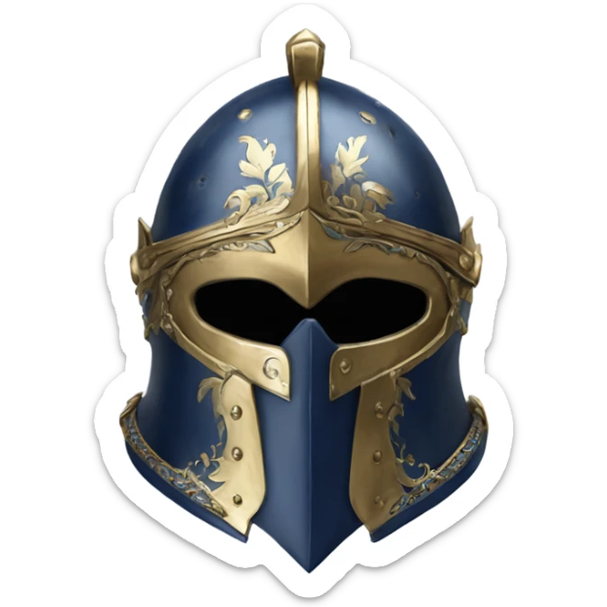 ornate french full-face armet helmet intricate inlays shoulders sticker