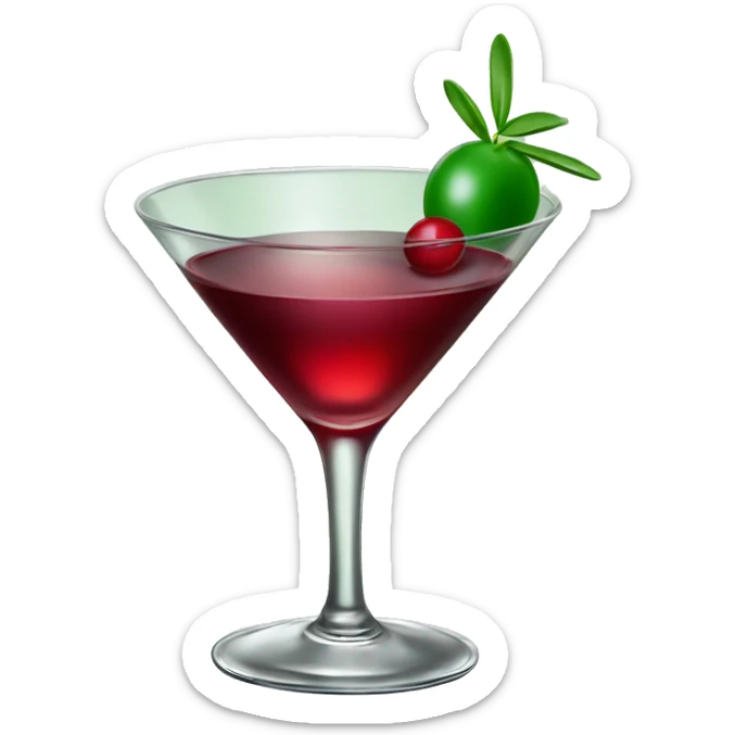 Cosmolitan coctail - vodka with cranberry juice in a martini glass green red. sticker