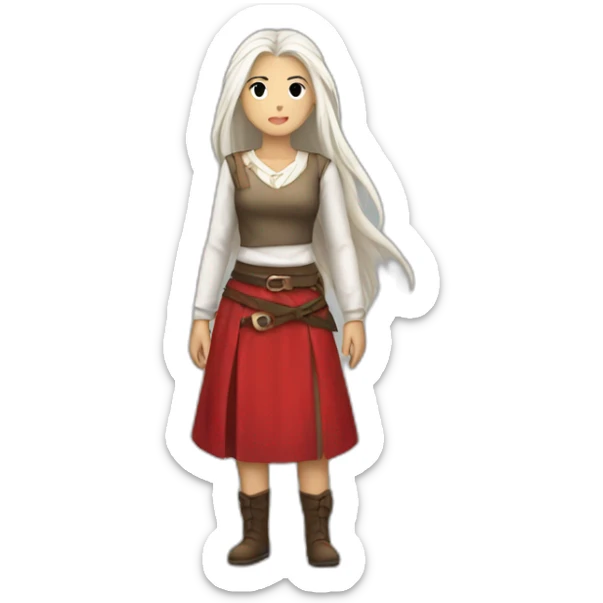 rpg-girl-with-long-straight white-hair and red skirt sticker