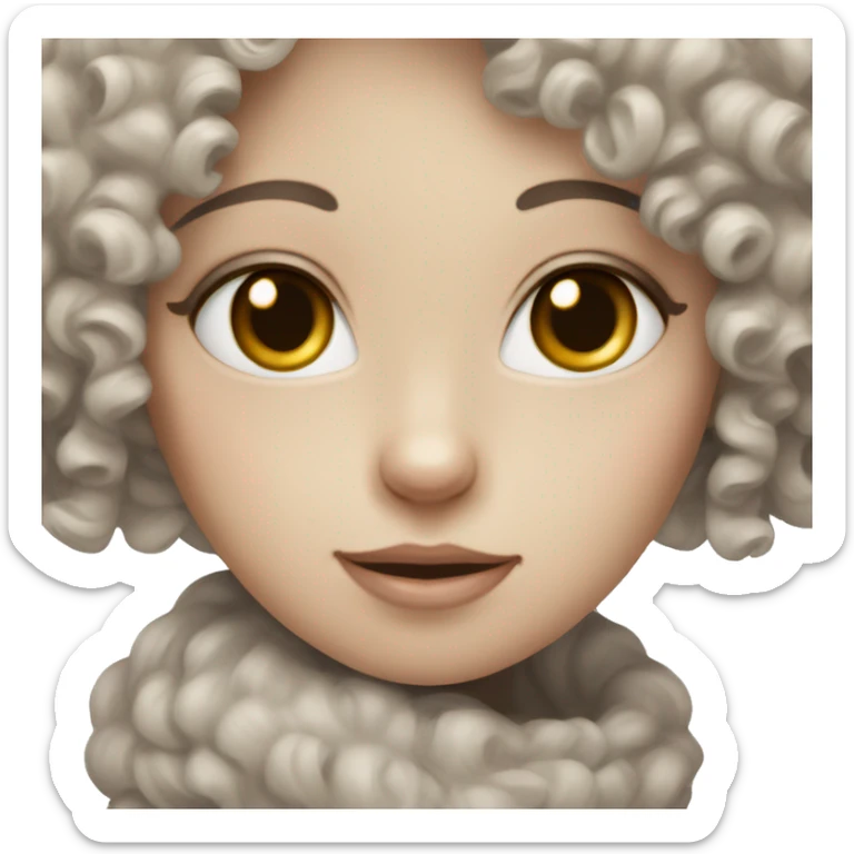 curly girl pale skin gray eyes near siamese cat sticker