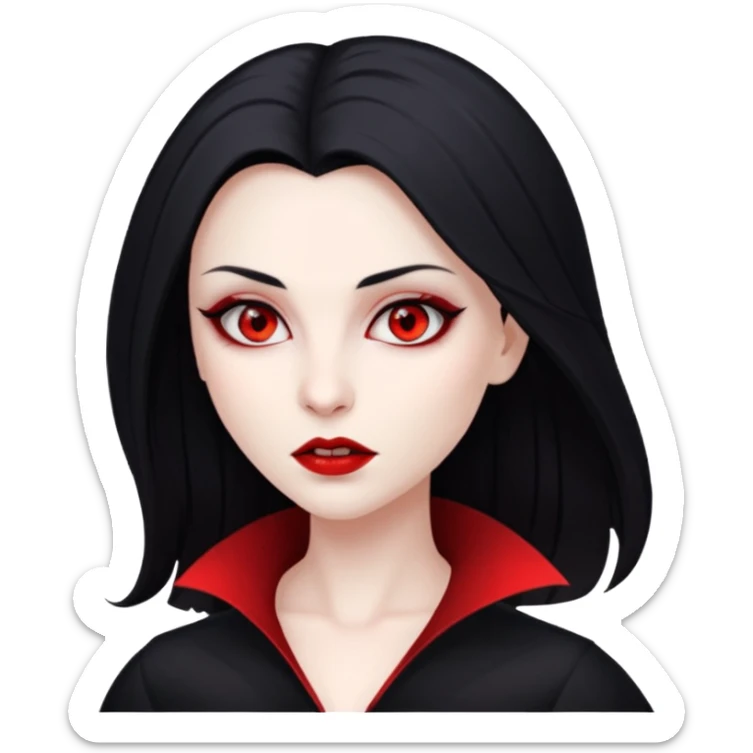 A woman vampire, pale skin, red eyes and black straight hair. sticker