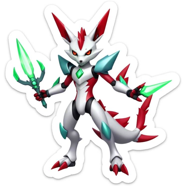  Cool Edgy Shiny Futuristic Ethereal Legendary Scizor-Digimon-Zangoose-hybrid full body sticker