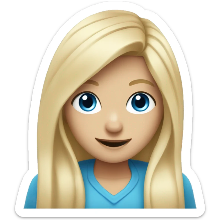 blue eyed girl with long blonde hair and long eyelashes, giving thumbs up sticker