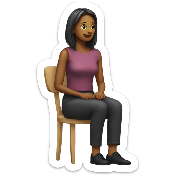 a woman is sitting and another woman is sitting in fron of her backwards sticker