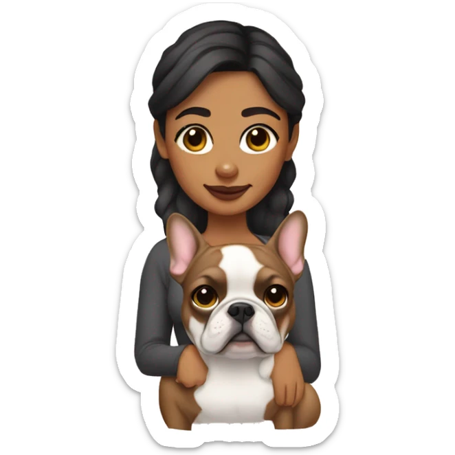 Latina girl with a tan French bulldog sticker