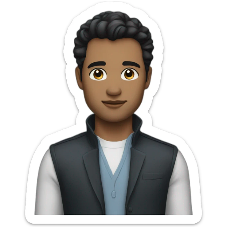 man, blue eyes, 30 year old, fair skin, black hair, blazer, t-shirt, good looking sticker