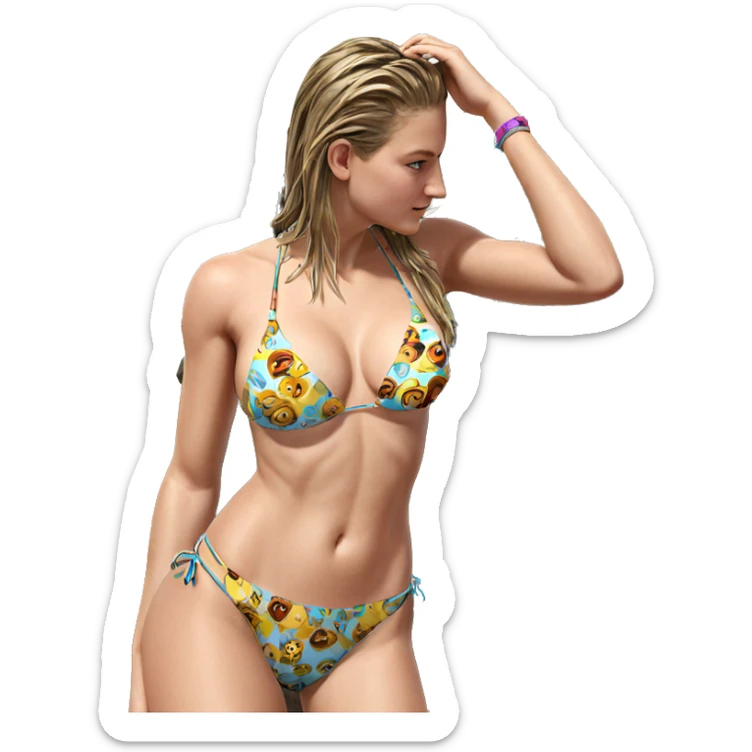 girl in bikini at beach sticker