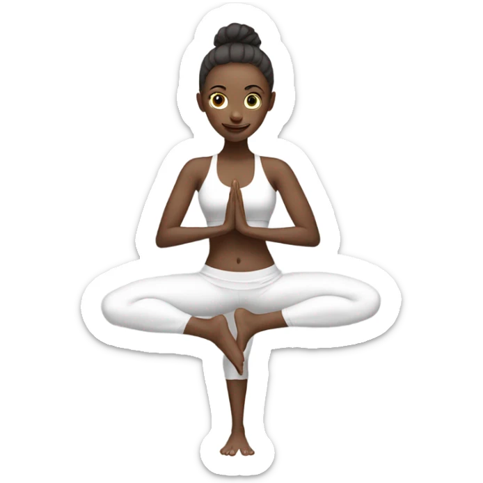 Emoji face. Skinny fit yoga girl. White sticker