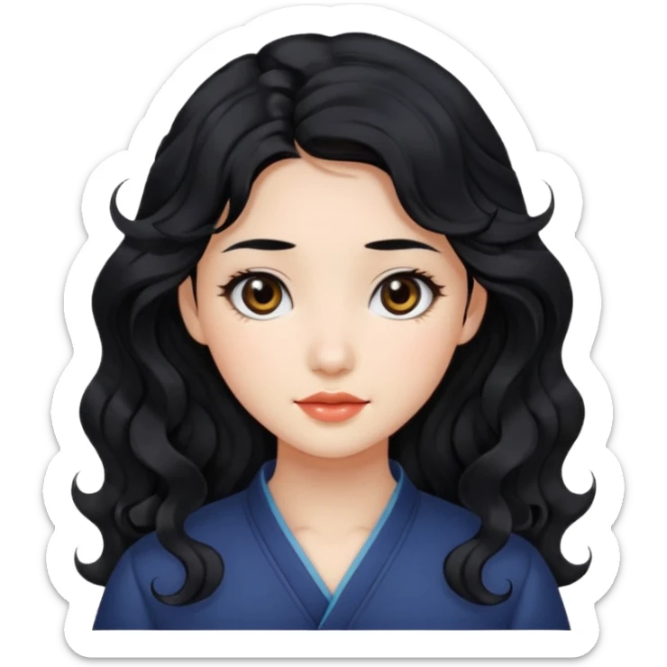 Beautiful girl,Black hair,wavy hair，long hair,Black eyes,Chinese sticker