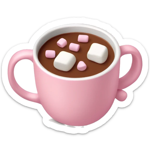 Light Pink mug of hot chocolate with marshmallows  sticker