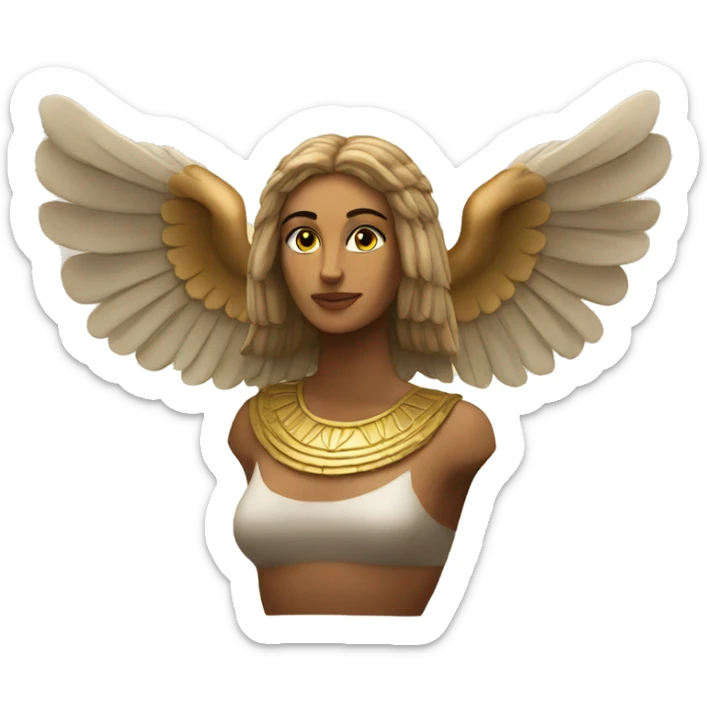 An emoji representing a greek sphinx (not egyptian) with wings of an eagle and face of a woman sticker