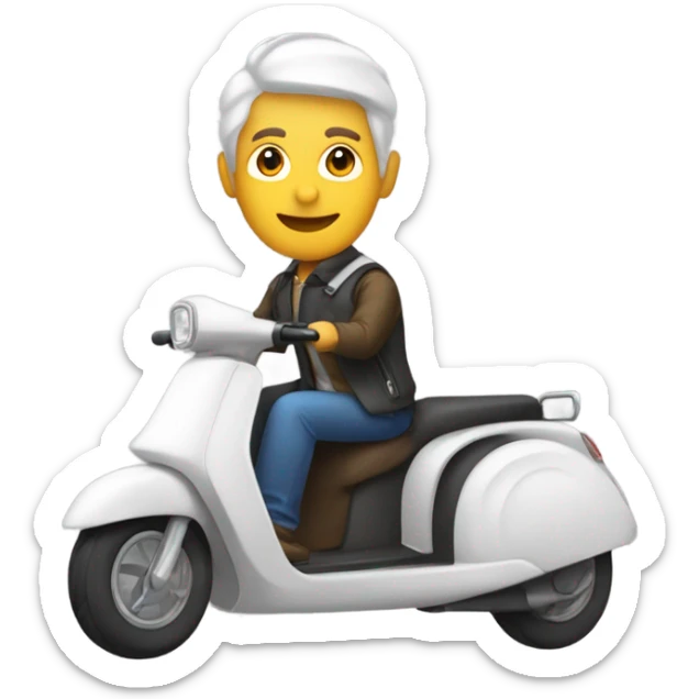 persona con sobre un scooter, la persona lleva un polo blanco, logo ANDES. sticker