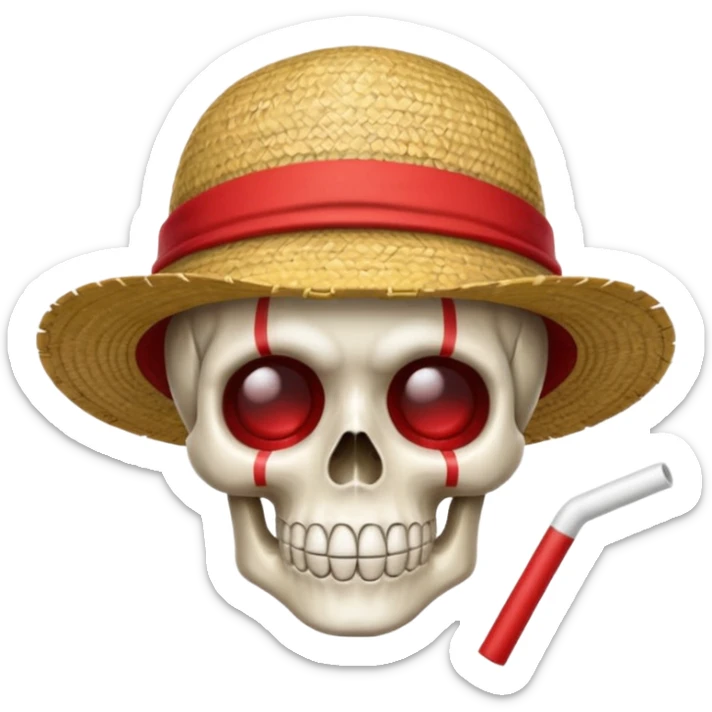 Luffy straw hat logo but.his head is a skull and the line in the hat is red sticker