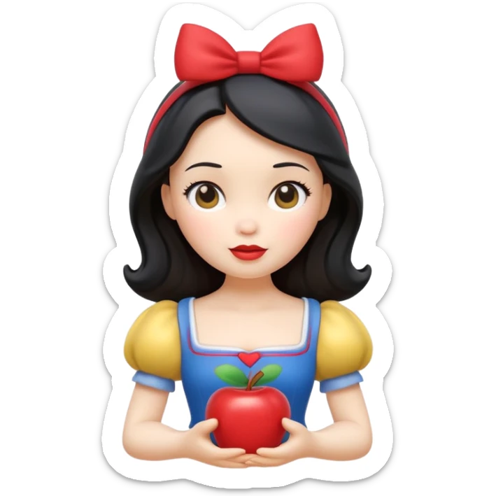 Isolated, detaile illustration of the most incredibly adorable modern snow white
figurine imaginable, toy style. sticker