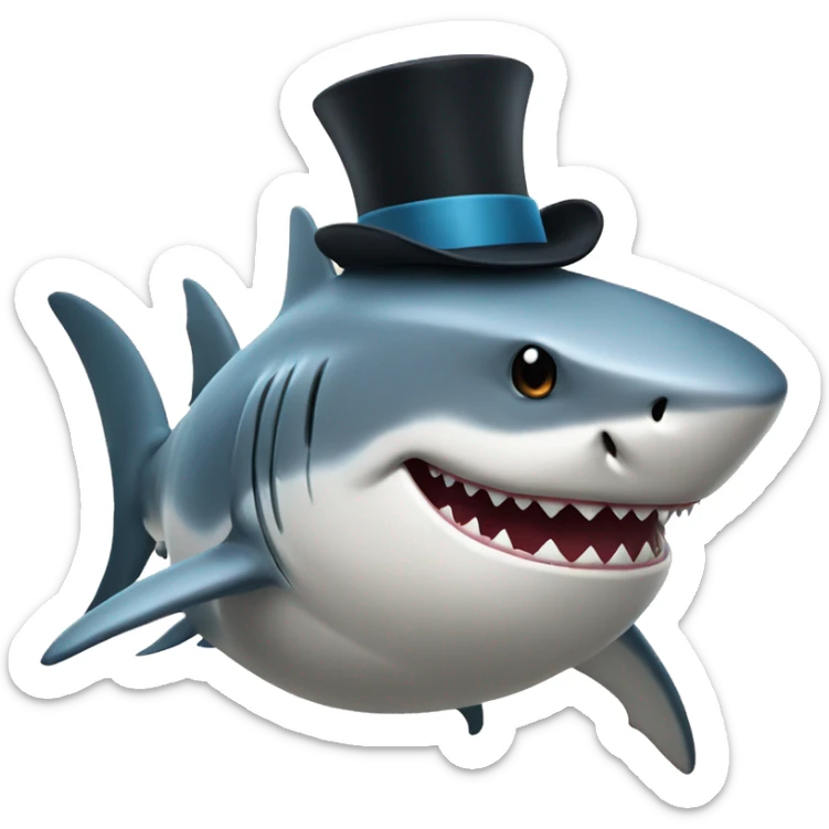 Shark with a top hat sticker