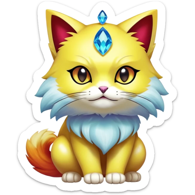 Shiny Elemental Exotic Persian-Delcatty-Pokémon-Fakémon-hybrid-creature (full body) sticker
