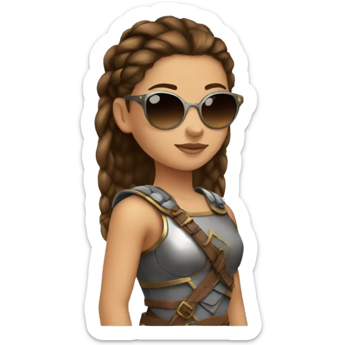 Girl gladiator with French braids, brown hair and sunglasses sticker