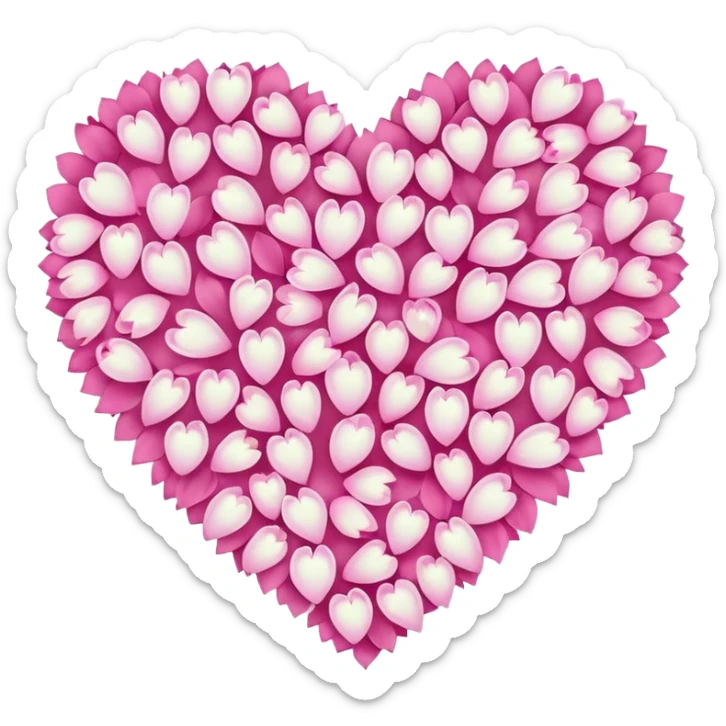 halloween s heart, heart made of white halloween petals with pink accents sticker