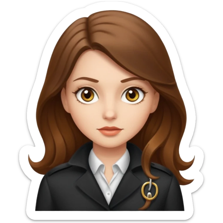 white long brunette hair girl with hazel eyes who is a spy sticker