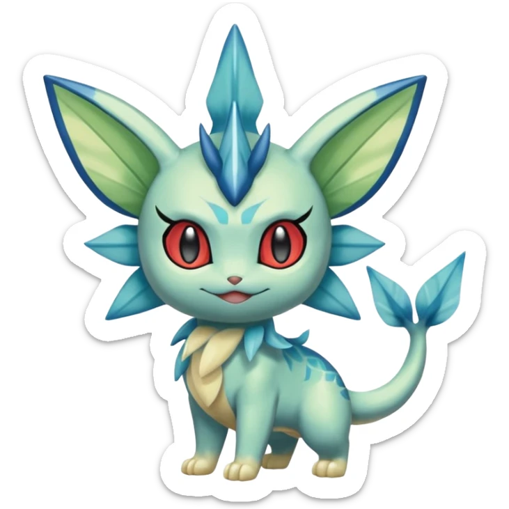 Meowscarada-Celebi-Vaporeon-Sprigatito-Litten-Pokémon (full body) sticker